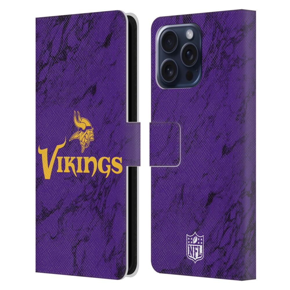 MINNESOTA VIKINGS（NFL） ミネソタバイキングス ミネソタバイキングス - Coloured Marble レザー手帳型 / Apple iPhoneケース 【公式 / オフィシャル】
