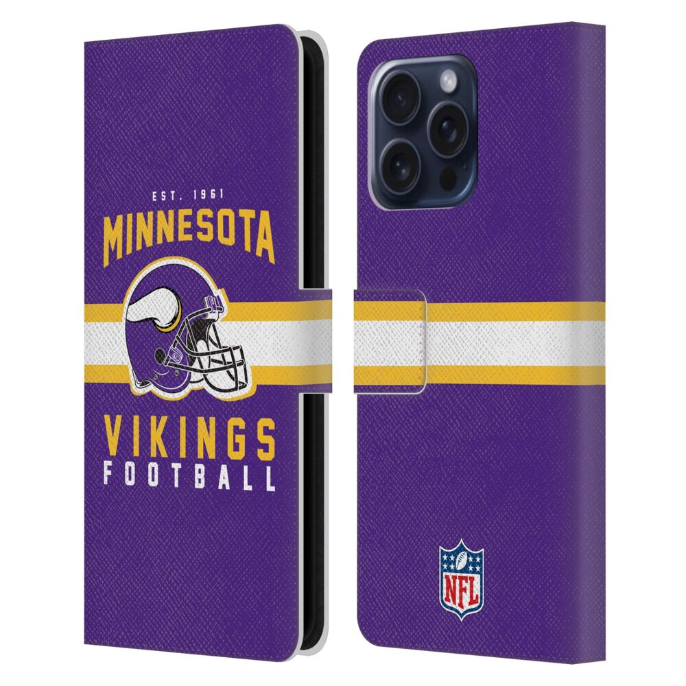 MINNESOTA VIKINGS（NFL） ミネソタバイキングス ミネソタバイキングス - Helmet Typography レザー手帳型 / Apple iPhoneケース 【公式 / オフィシャル】