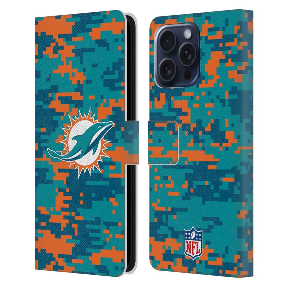 MIAMI DOLPHINS（NFL） マイアミドルフィンズ  マイアミドルフィンズ - Digital Camouflage レザー手帳型 / Apple iPhoneケース 【公式 / オフィシャル】