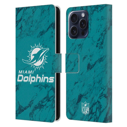 MIAMI DOLPHINS（NFL） マイアミドルフィンズ  マイアミドルフィンズ - Coloured Marble レザー手帳型 / Apple iPhoneケース 【公式 / オフィシャル】