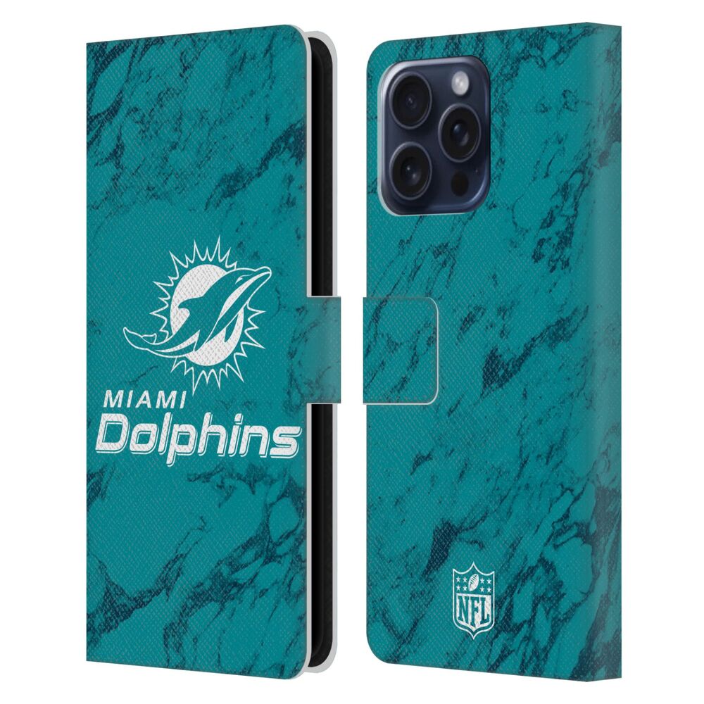 MIAMI DOLPHINS（NFL） マイアミドルフィンズ  マイアミドルフィンズ - Coloured Marble レザー手帳型 / Apple iPhoneケース 【公式 / オフィシャル】