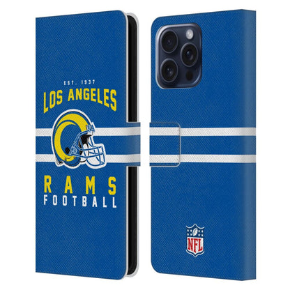 LOS ANGELES RAMS（NFL） ロサンゼルスラムズ  ロサンゼルスラムズ - Helmet Typography レザー手帳型 / Apple iPhoneケース 【公式 / オフィシャル】