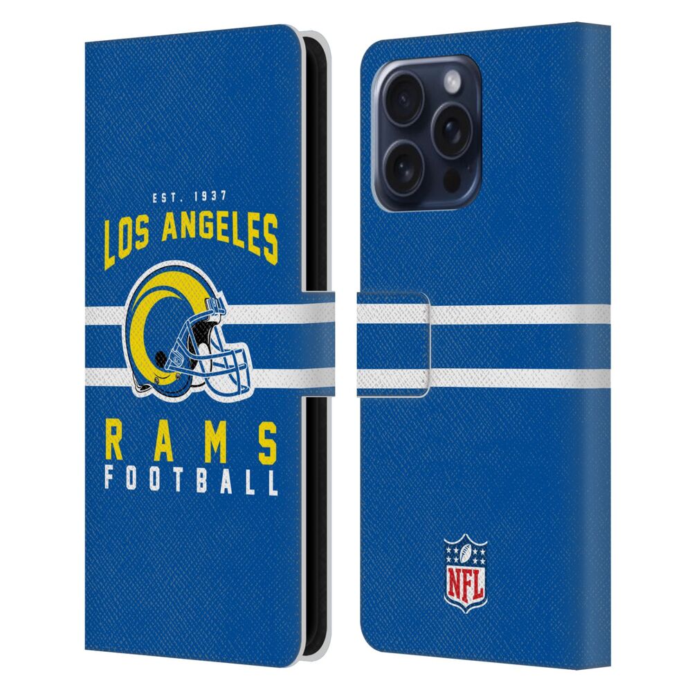 LOS ANGELES RAMS（NFL） ロサンゼルスラムズ  ロサンゼルスラムズ - Helmet Typography レザー手帳型 / Apple iPhoneケース 【公式 / オフィシャル】