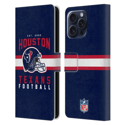 HOUSTON TEXANS（NFL） ヒューストンテキサンズ ヒューストンテキサンズ - Helmet Typography レザー手帳型 / Apple iPhoneケース 【公式 / オフィシャル】