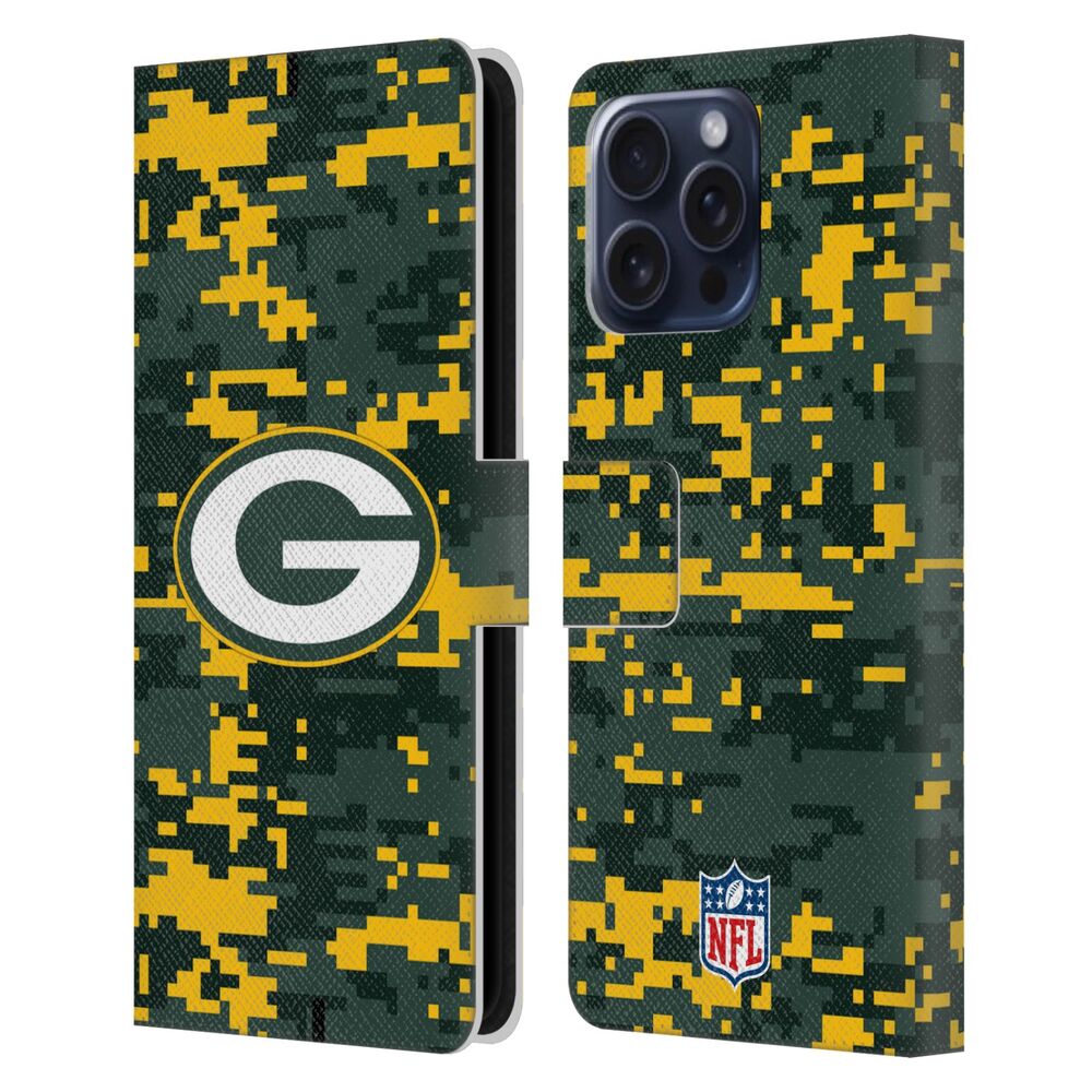 GREEN BAY PACKERS（NFL） グリーンベイパッカーズ  グリーンベイパッカーズ - Digital Camouflage レザー手帳型 / Apple iPhoneケース 【公式 / オフィシャル】