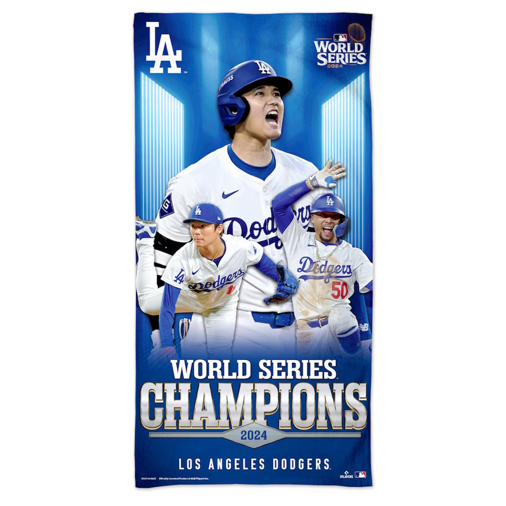 LOS ANGELES DODGERS（MLB） - Mookie Betts, Shohei Ohtani & Yoshinobu Yamamoto 2024 World Series Champions 30inch x 60inch Spectra Beach Towel