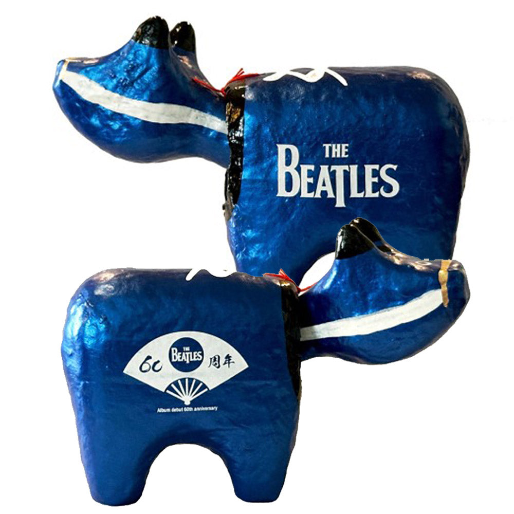 THE BEATLES ビートルズ (結成 65周年 ) - meets Japanese traditional craft Album debut 60th anniversary / 赤べこ / 青色 / インテリア置物 【公式 / オフィシャル】
