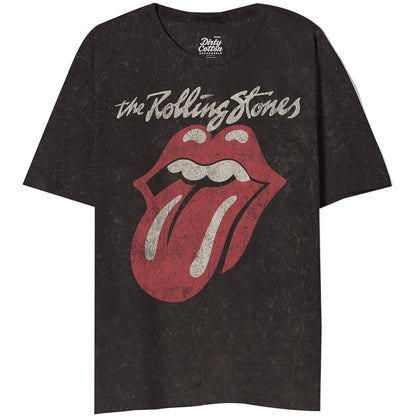 ROLLING STONES ローリングストーンズ (来日 35周年 記念 ) - CLASSIC LICK IN STONES BLACK MINERAL WASH / タイダイ / Tシャツ / メンズ 【公式 / オフィシャル】