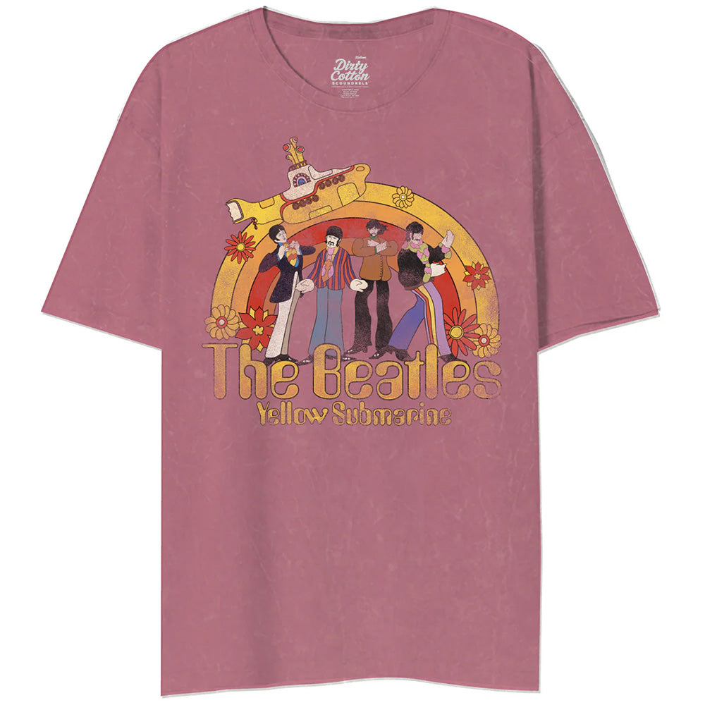 THE BEATLES ビートルズ (結成 65周年 ) - YELLOW SUBMARINE HALF FLORAL RAINBOW RAPTURE ROSE / タイダイ / Tシャツ / メンズ 【公式 / オフィシャル】