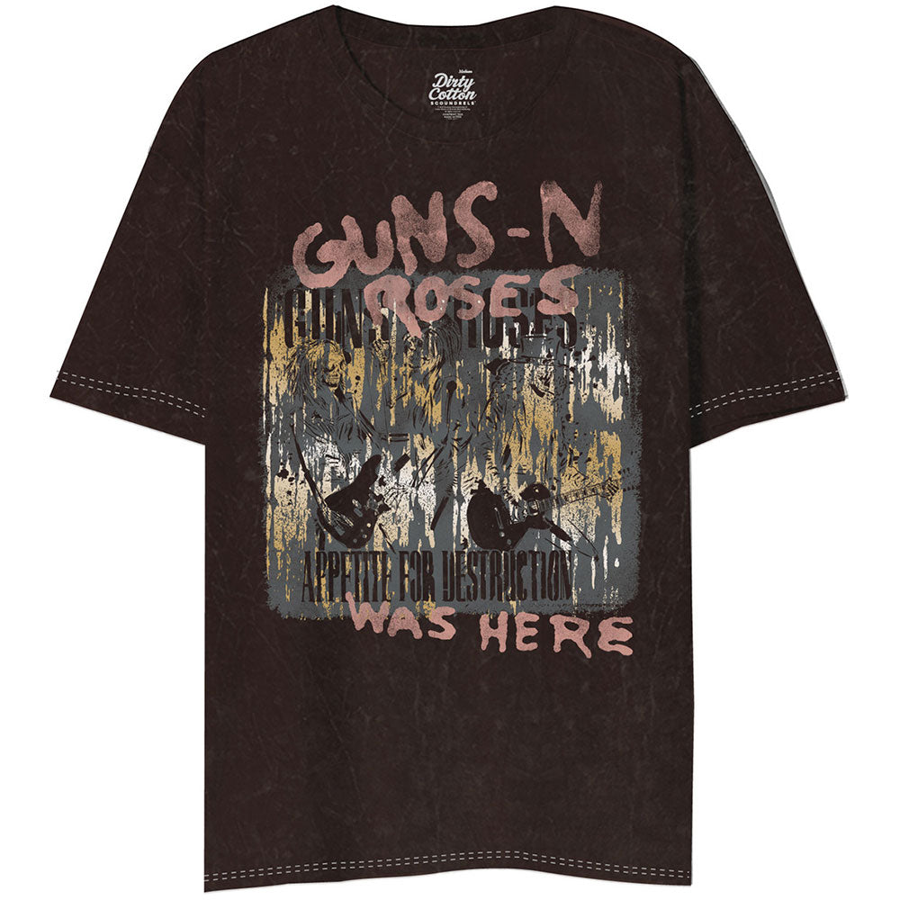 GUNS N ROSES ガンズアンドローゼズ (5月 来日 記念 ) - THREE SKELETONS MINERAL WASH MARRON / タイダイ / Tシャツ / メンズ 【公式 / オフィシャル】