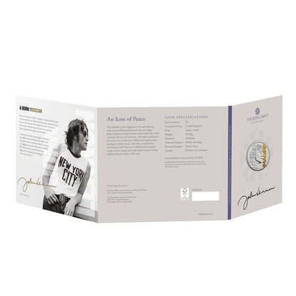 【予約商品】 JOHN LENNON ジョンレノン (生誕 85年 ) - 2025 UK £5 Brilliant Uncirculated Colour Coin 世界限定10,000 / 英国王立造幣局 / コイン