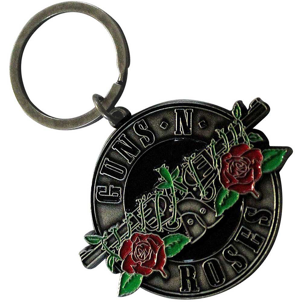 【予約商品】 GUNS N ROSES ガンズアンドローゼズ (5月 来日 記念 ) - Silver Circle Logo / キーホルダー 【公式 / オフィシャル】