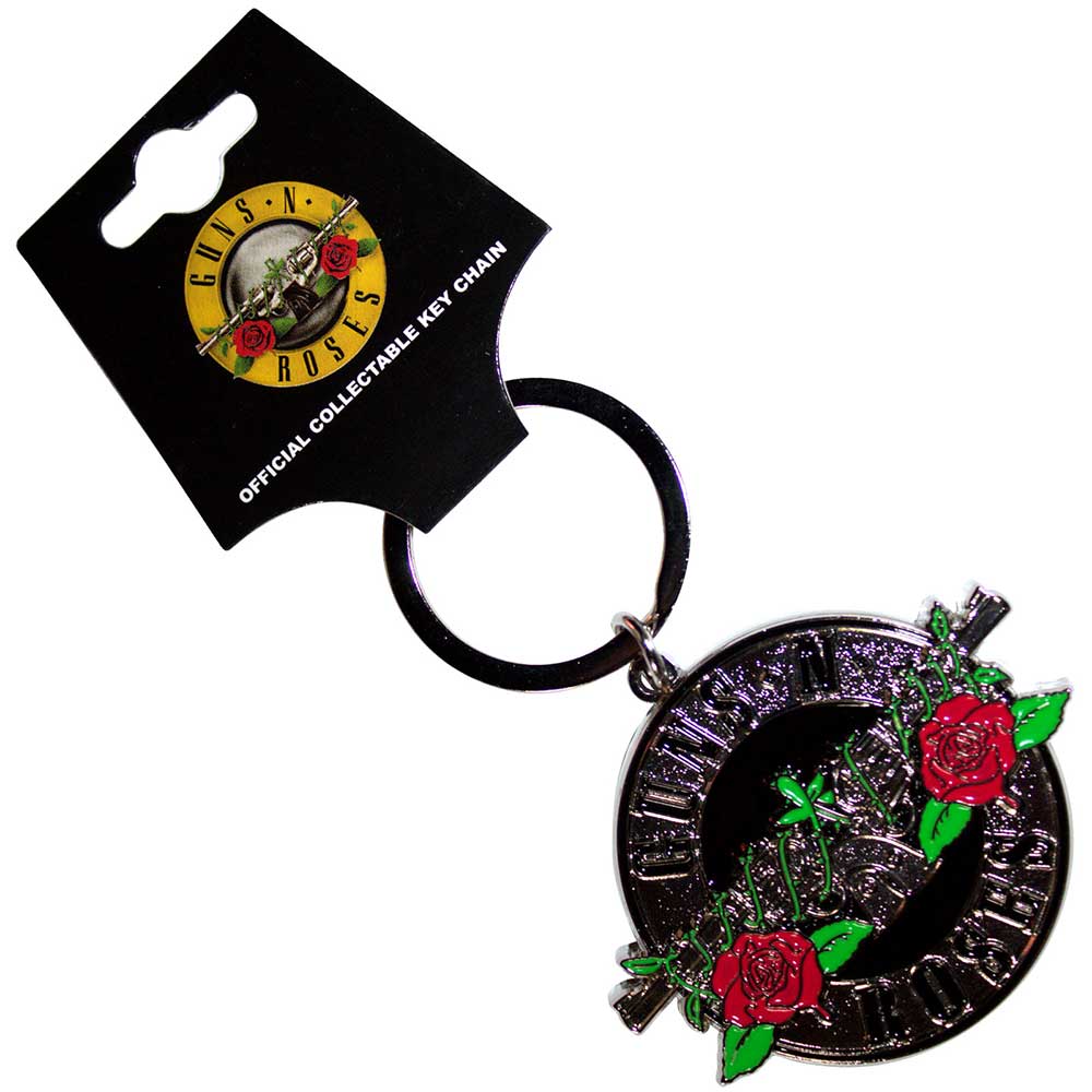 GUNS N ROSES ガンズアンドローゼズ - Silver Circle Logo / キーホルダー 【公式 / オフィシャル】