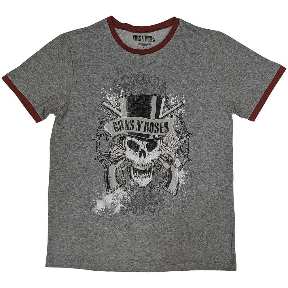 GUNS N ROSES ガンズアンドローゼズ (結成 40周年 ) - Faded Skull / リンガー / Tシャツ / メンズ 【公式 / オフィシャル】