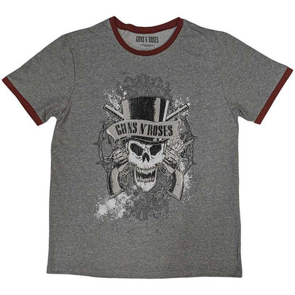 GUNS N ROSES ガンズアンドローゼズ (結成 40周年 ) - Faded Skull / リンガー / Tシャツ / メンズ 【公式 / オフィシャル】