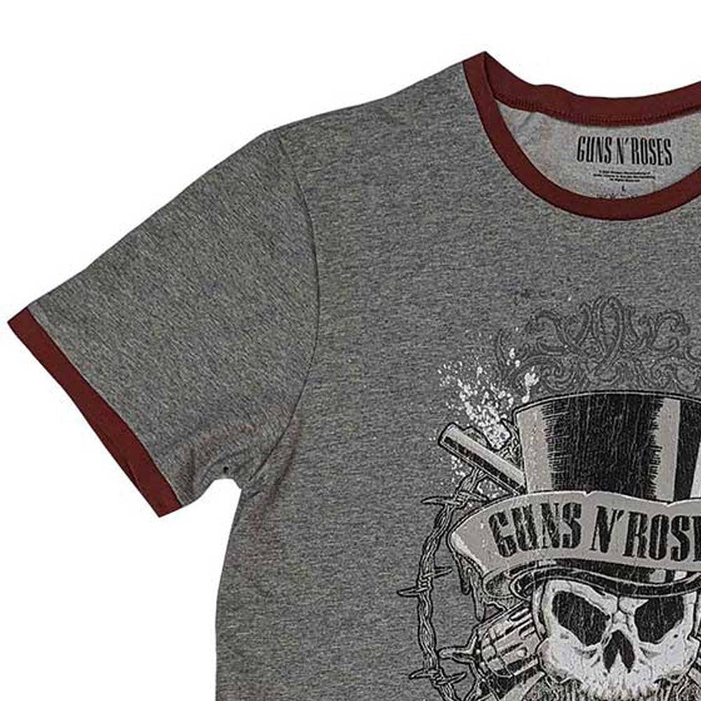 GUNS N ROSES ガンズアンドローゼズ (デビュー 40周年 ) - Faded Skull / リンガー / Tシャツ / メンズ