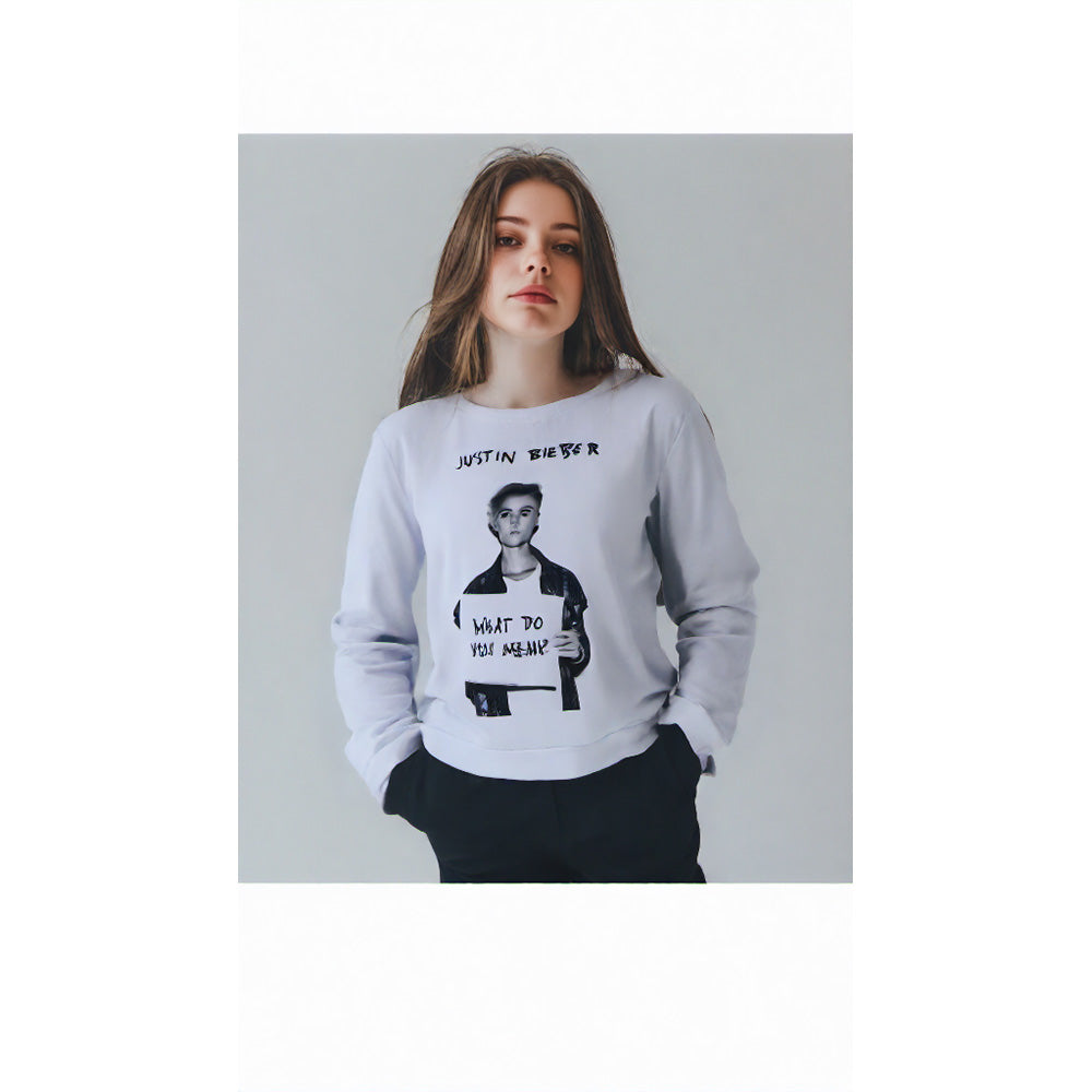 JUSTIN BIEBER ジャスティンビーバー - WHAT DO YOU MEAN GIRLS SWEATSHIR / パーカー・スウェット / レディース