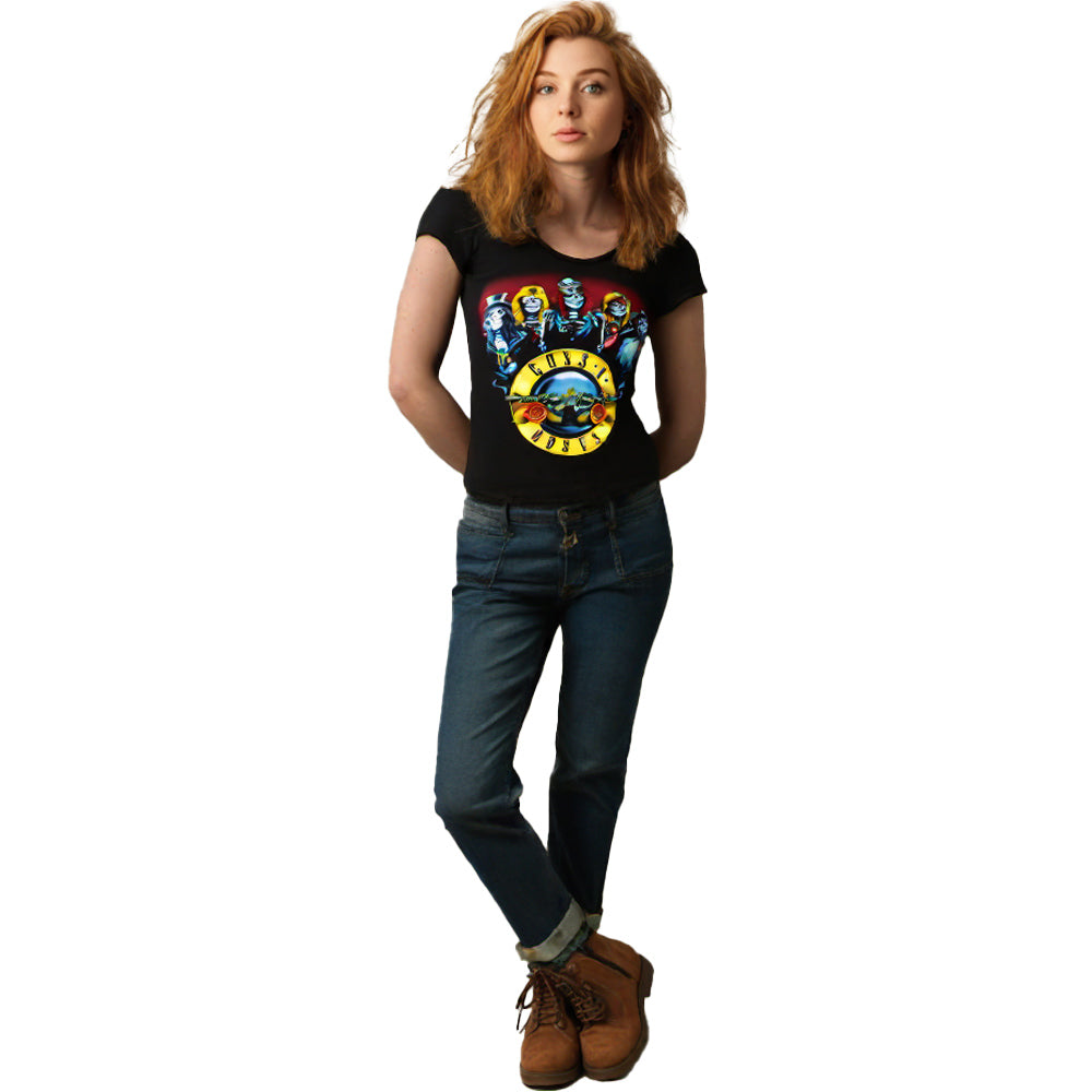 GUNS N ROSES ガンズアンドローゼズ (結成 40周年 ) - SKELETON / Amplified（ ブランド ） / Tシャツ / レディース