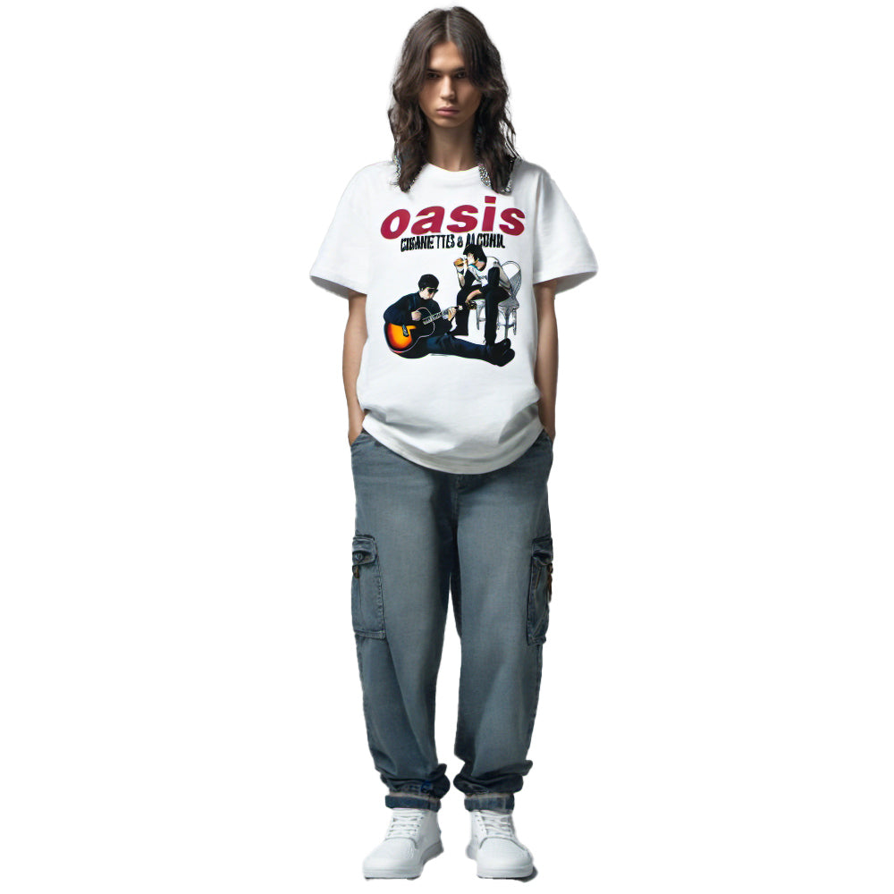OASIS オアシス (結成 35周年 ) - Cigarettes & Alcohol Illustration / Tシャツ / メンズ