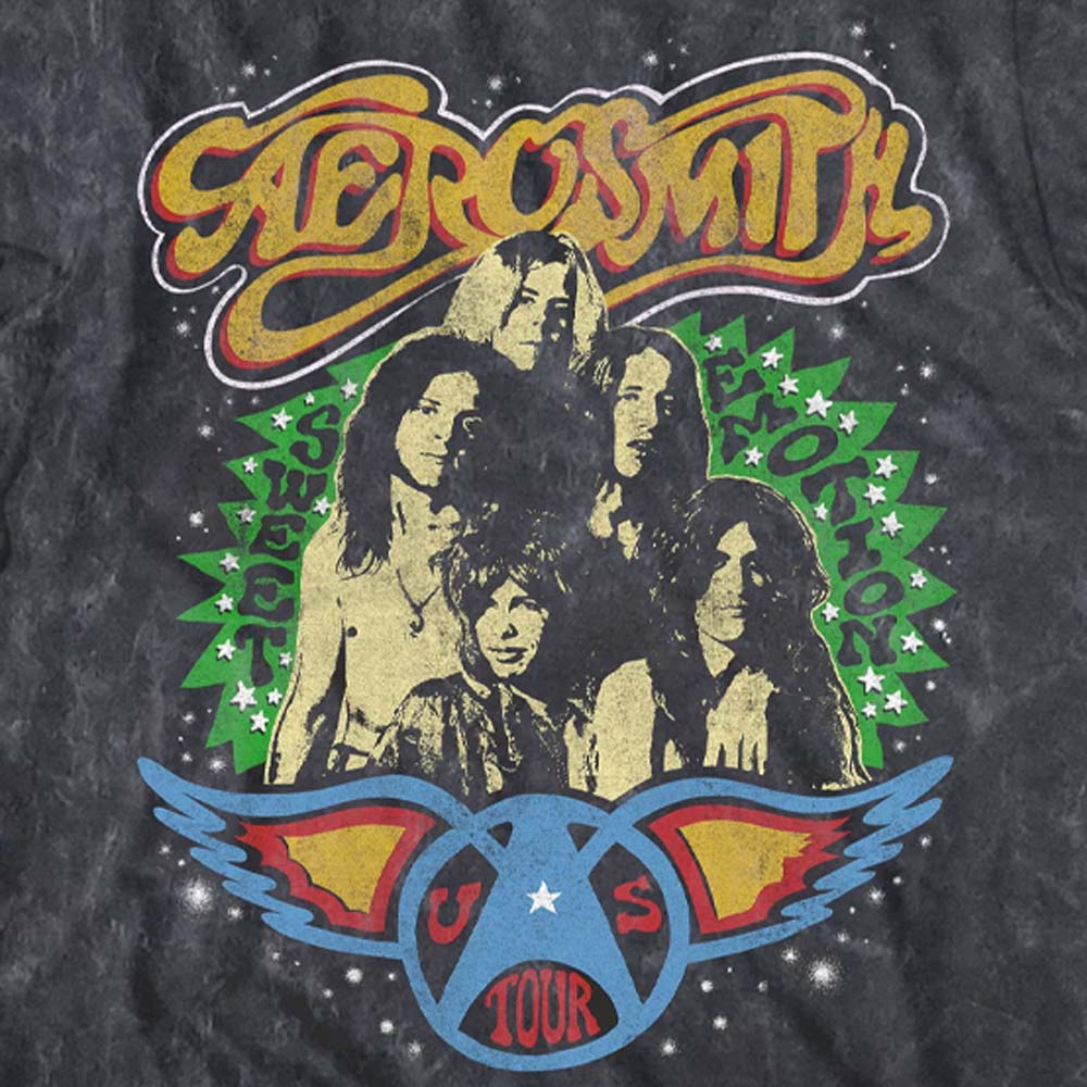 AEROSMITH エアロスミス (結成 55周年 ) - US TOUR GROUP / ミネラルウォッシュ / Tシャツ / メンズ 【公式 / オフィシャル】