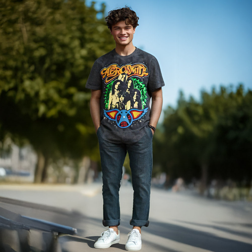 AEROSMITH エアロスミス - US TOUR GROUP / ミネラルウォッシュ / Tシャツ / メンズ