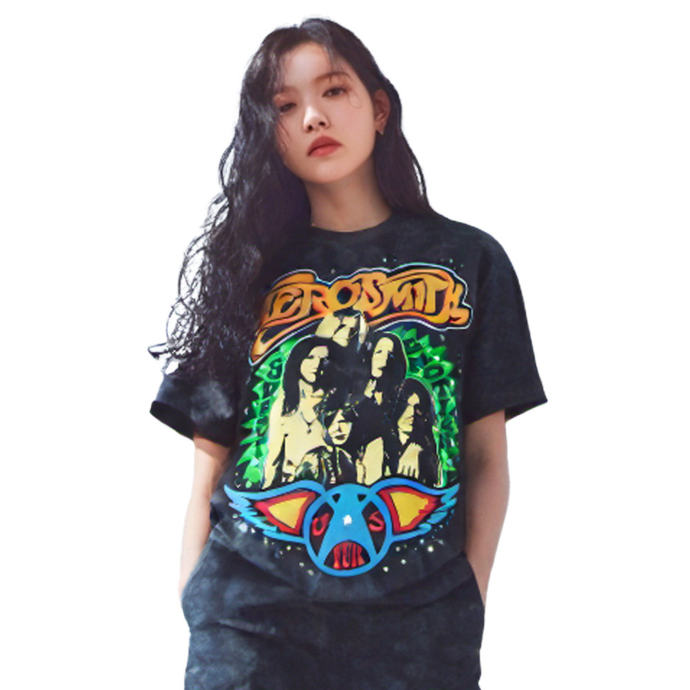 AEROSMITH エアロスミス - US TOUR GROUP / ミネラルウォッシュ / Tシャツ / メンズ
