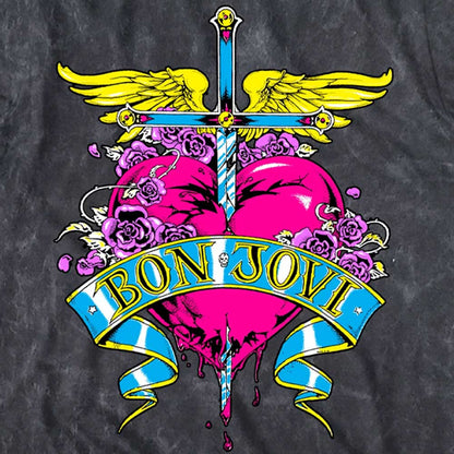 BON JOVI ボンジョヴィ - HEART LOGO / ミネラルウォッシュ / Tシャツ / メンズ