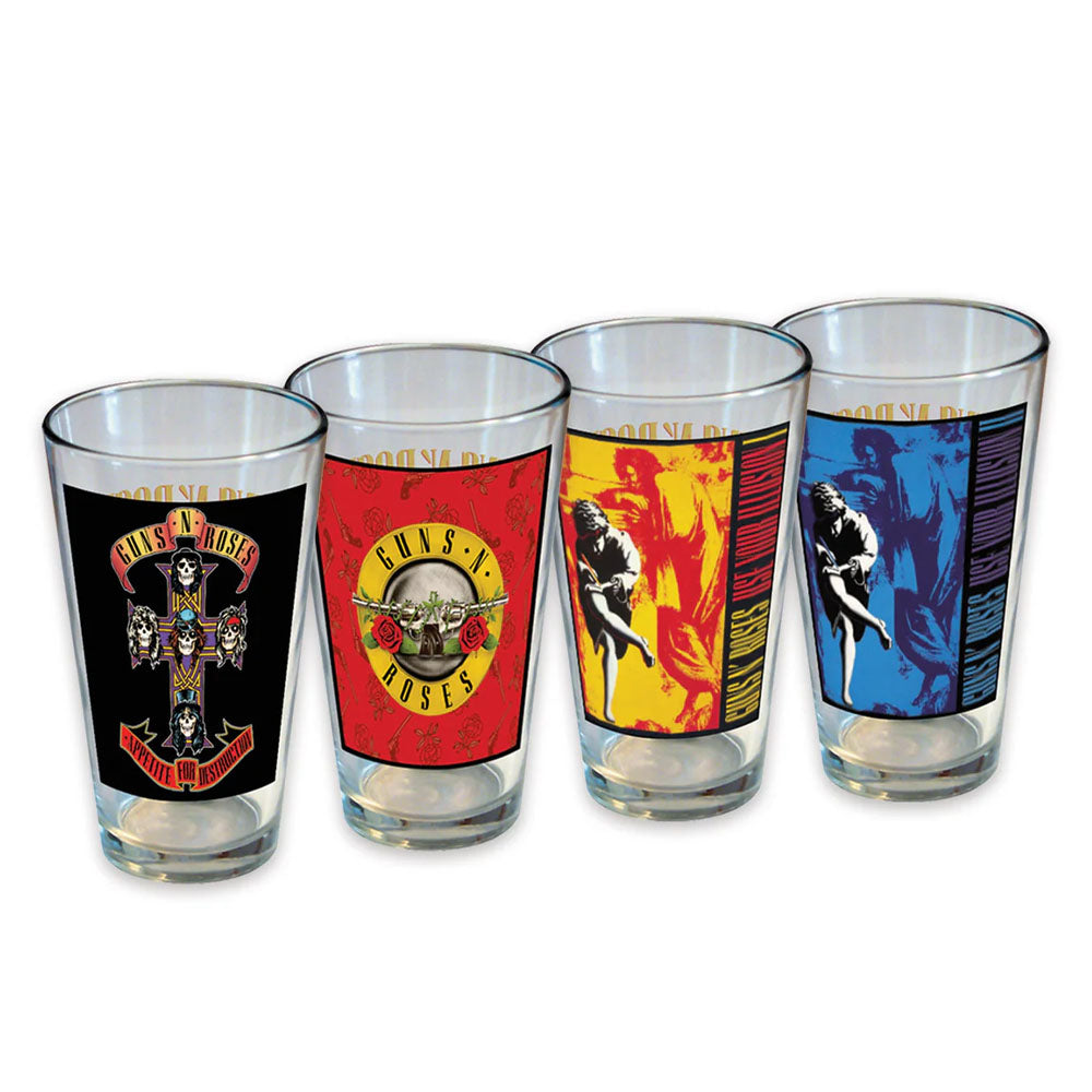 GUNS N ROSES ガンズアンドローゼズ (結成 40周年 ) - Drinking Glass Set / 4個セット / 食器・グラス 【公式 / オフィシャル】