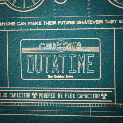 【予約商品】 BACK TO THE FUTURE バックトゥザフューチャー (劇場公開 40周年 ) - Time Machine Blueprint Art Print / 世界限定995枚 / コレクタブル