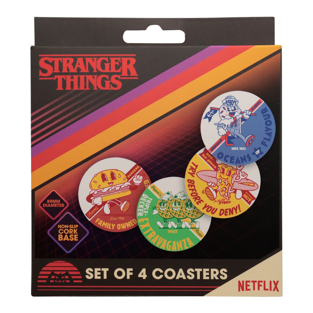 STRANGER THINGS ストレンジャー・シングス (シーズン5 2025年配信決定 ) - Metal Coasters / 4枚セット / 人気フードモチーフ / コースター 【公式 / オフィシャル】