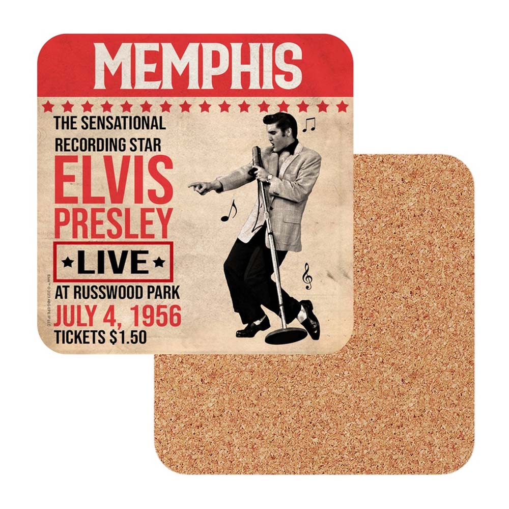 ELVIS PRESLEY エルヴィスプレスリー (生誕 90周年 ) - Memphis Poster / コースター 【公式 / オフィシャル】