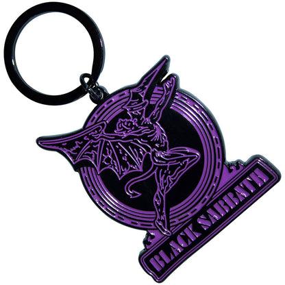 BLACK SABBATH ブラックサバス (OZZY OSBOURNE 追悼 ) - Purple Text Logo & Daemon / キーホルダー 【公式 / オフィシャル】