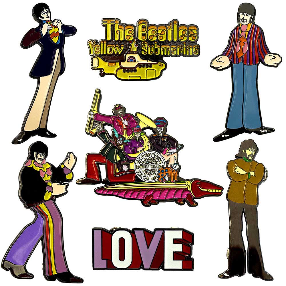 THE BEATLES ビートルズ (結成 65周年 ) - Yellow Submarine Band Mini / 7個セット / バッジ