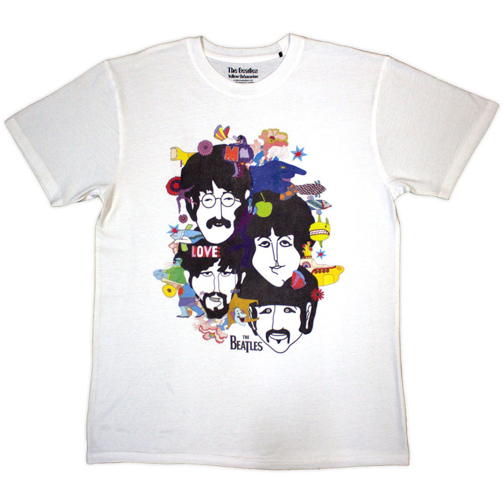 THE BEATLES ビートルズ (来日 60周年 ) - Yellow Submarine Heads Collage / バックプリントあり / Tシャツ / メンズ - PGS