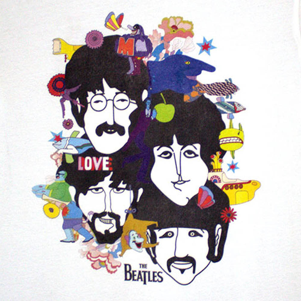 
                  
                    THE BEATLES ビートルズ (結成 65周年 ) - Yellow Submarine Heads Collage / バックプリントあり / Tシャツ / メンズ 【公式 / オフィシャル】
                  
                