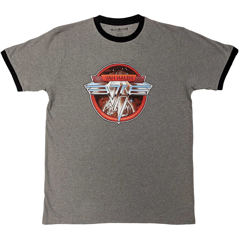 【予約商品】 VAN HALEN ヴァンヘイレン (エドワード生誕 70周年 ) - Circle Logo / Grey & Black / リンガー / Tシャツ / メンズ 【公式 / オフィシャル】