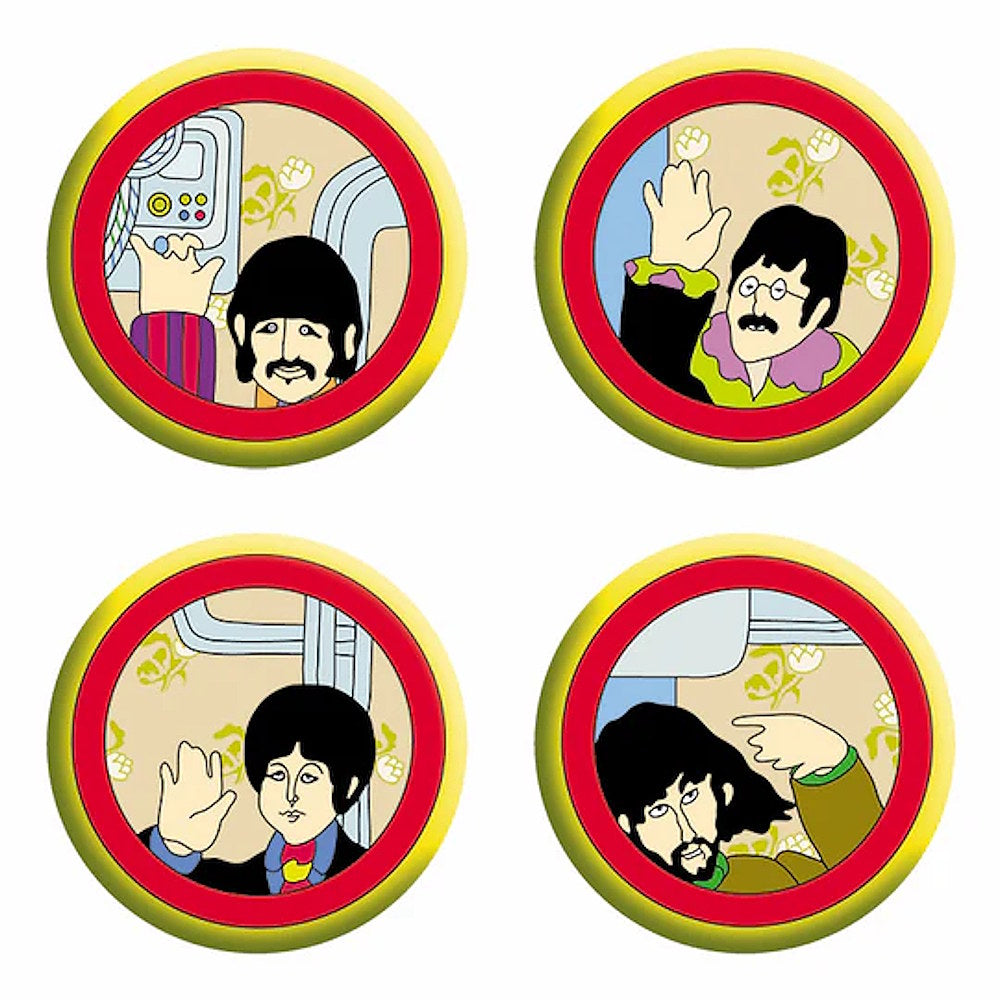 THE BEATLES ビートルズ (結成 65周年 ) - Yellow Submarine Windows ボタンセット / バッジ 【公式 / オフィシャル】