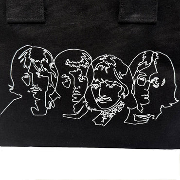 THE BEATLES ビートルズ (結成 65周年 ) - White Album Faces & Apple / Black / Back Print / トートバッグ