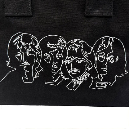 THE BEATLES ビートルズ (結成 65周年 ) - White Album Faces & Apple / Black / Back Print / トートバッグ