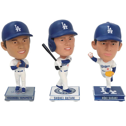 LOS ANGELES DODGERS（MLB） ロサンゼルスドジャース - MLB公式 ドジャース 日本人スター選手 大谷翔平 山本由伸 佐々木朗希 / 限定ビッグヘッド・ミニボブルヘッド 3体セット / フィギュア・人形 【公式 / オフィシャル】