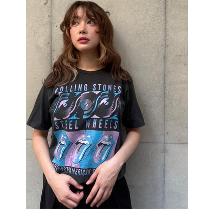 ROLLING STONES ローリングストーンズ (来日 35周年 記念 ) - STEEL WHEELS RECOLOR （復刻ツアーTシリーズ） / Tシャツ / メンズ