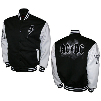 AC/DC - (Back in Black 45周年 ) - WHITE/BLACK CHENILLE VARSITY FLEECE JACKET