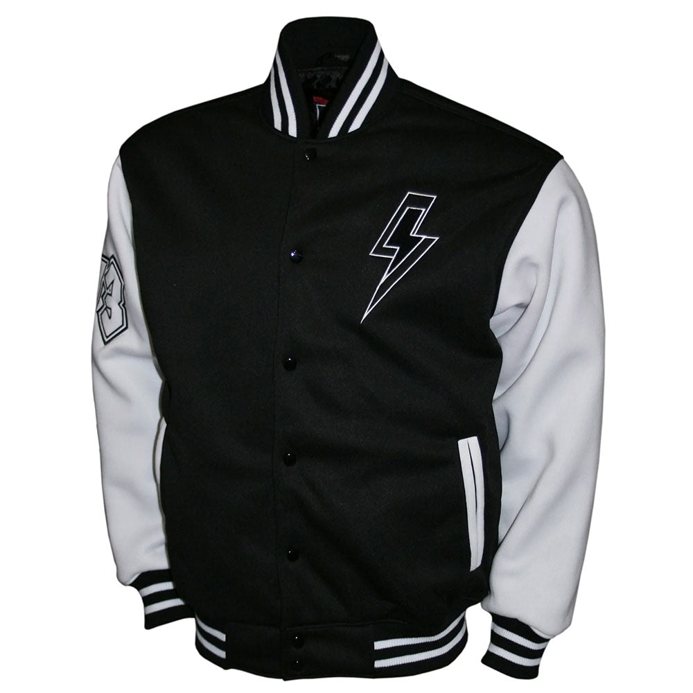 AC/DC エーシーディーシー (Back in Black 45周年 ) - WHITE/BLACK CHENILLE VARSITY FLEECE JACKET / アウター / メンズ