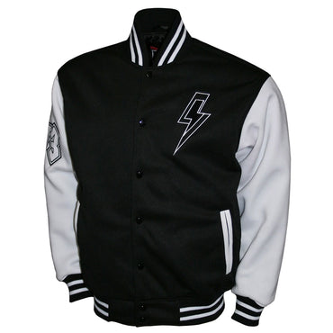AC/DC エーシーディーシー (Back in Black 45周年 ) - WHITE/BLACK CHENILLE VARSITY FLEECE JACKET / アウター / メンズ