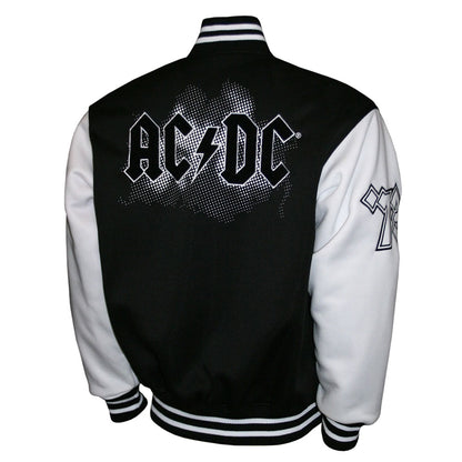 AC/DC エーシーディーシー (Back in Black 45周年 ) - WHITE/BLACK CHENILLE VARSITY FLEECE JACKET / アウター / メンズ