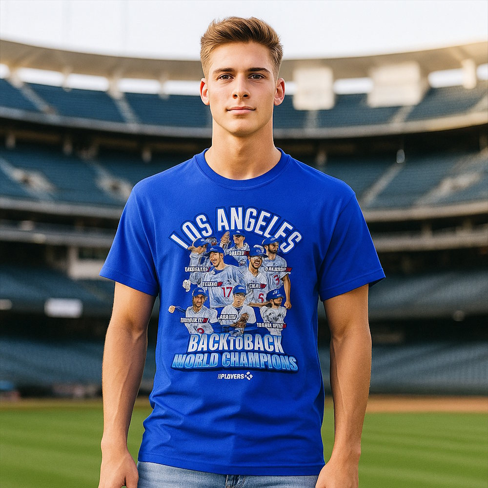 【予約商品】 LOS ANGELES DODGERS（MLB） ロサンゼルスドジャース - BACK TO BACK WORLD CHAMPIONS / ドジャース 連覇記念 / Tシャツ / メンズ