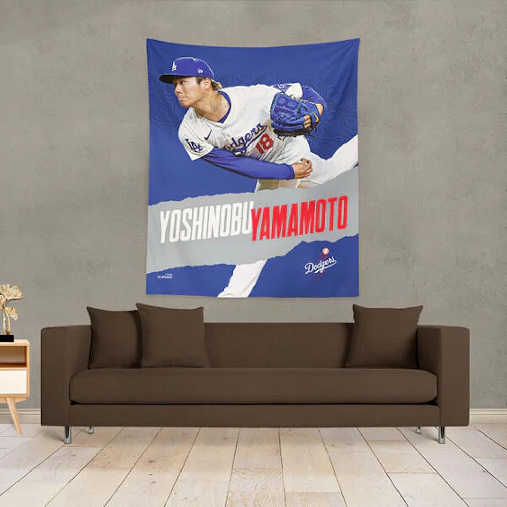 YOSHINOBU YAMAMOTO 山本由伸 - Dodgers Wall Hanging 50x60 Inches / タペストリー