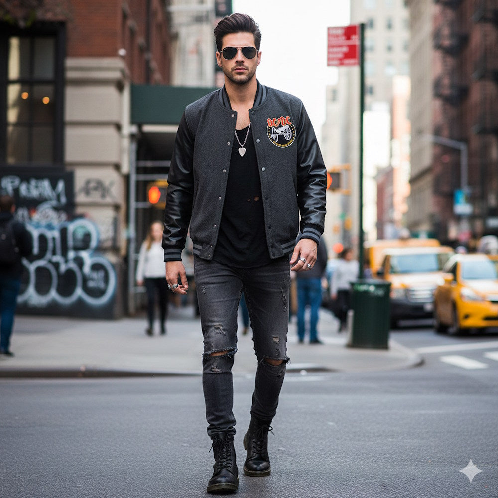 AC/DC エーシーディーシー (来日 45周年 ) - VARSITY JACKET / Amplified（ ブランド ） / 絶版モデル / アウター / メンズ