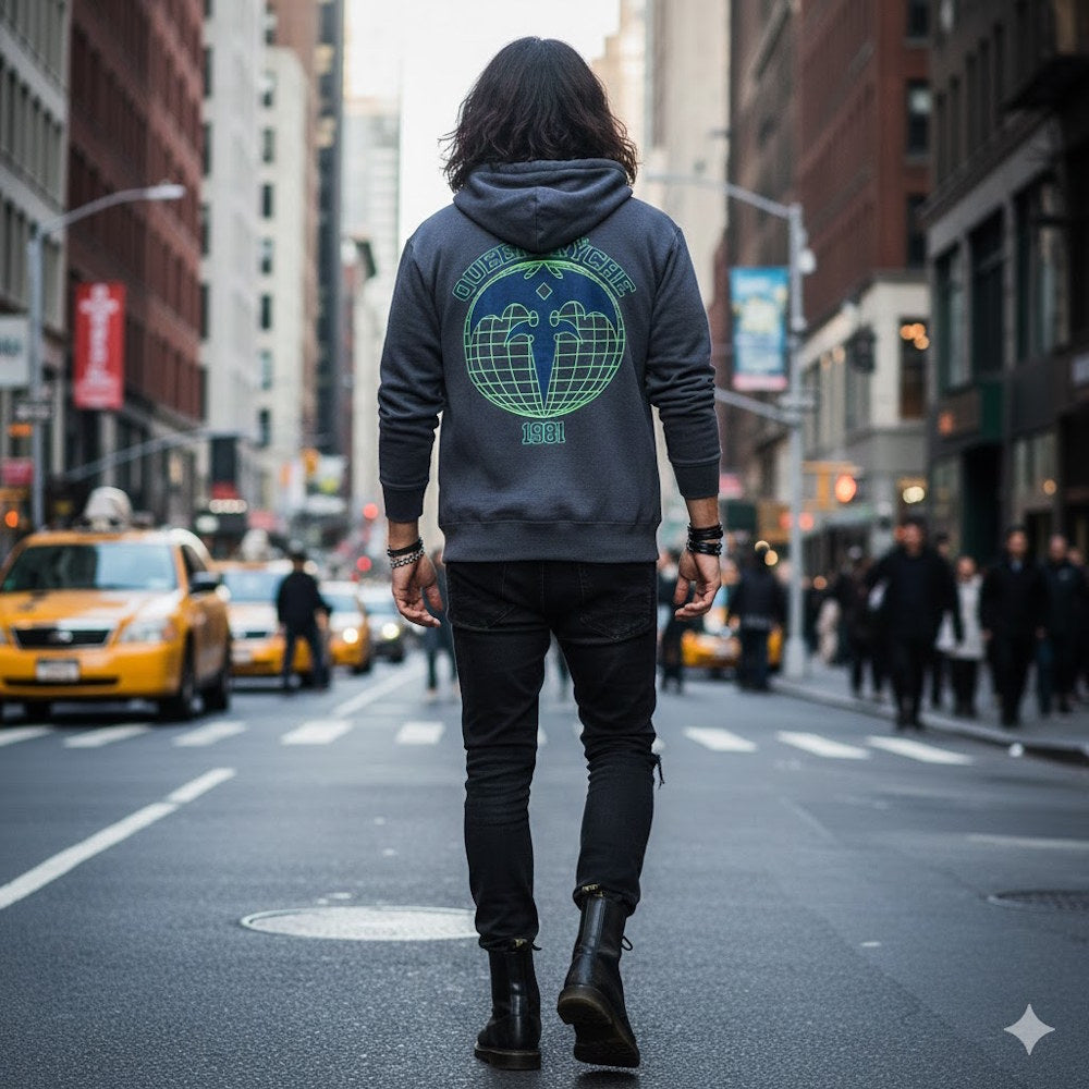 QUEENSRYCHE ATHLETIC GLOBE HOODIE / ZIP / LIMITED EDITION / HOODIE / MEN'S