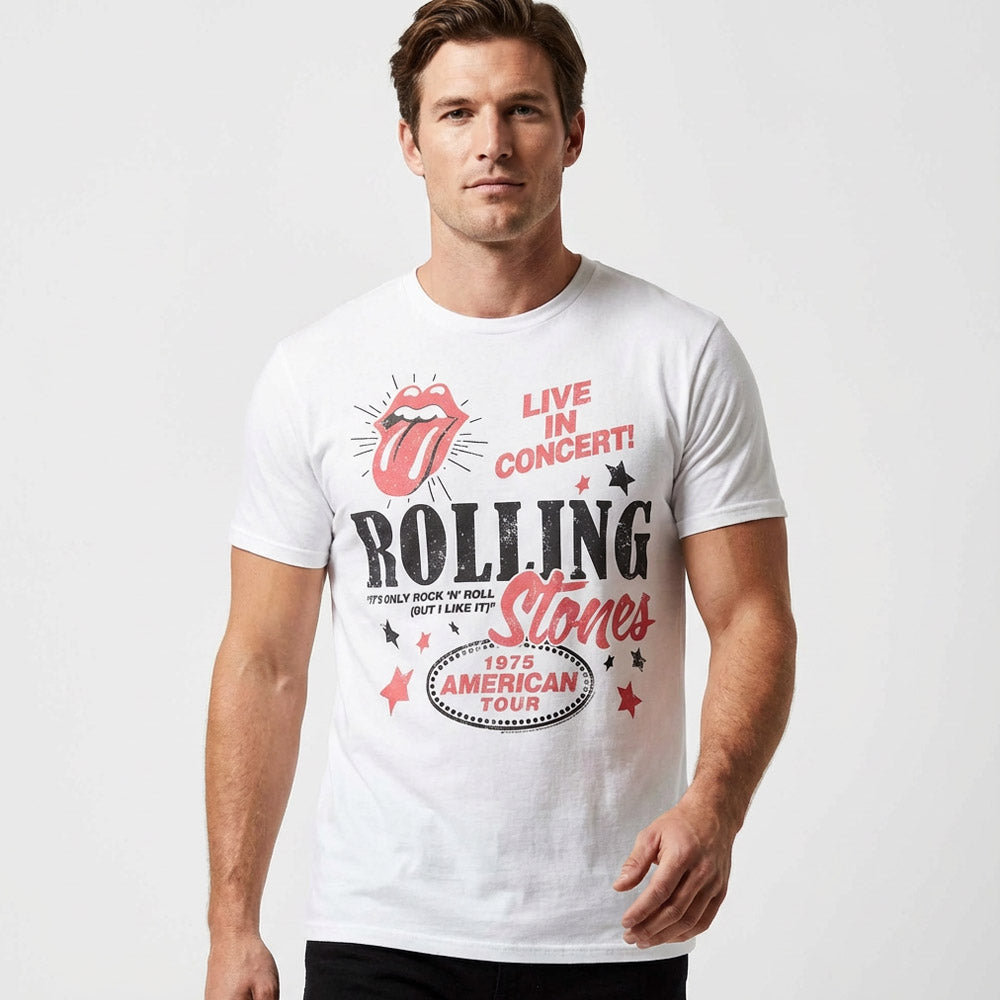 ROLLING STONES ローリングストーンズ (来日 35周年 記念 ) - 1975 AMERICAN TOUR （復刻ツアーTシリーズ） / Tシャツ / メンズ